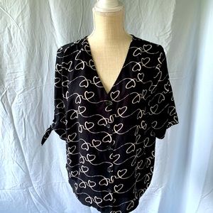 SOLD-Work to Evening Out Short Sleeve Blouse with Tie Sleeve Accents